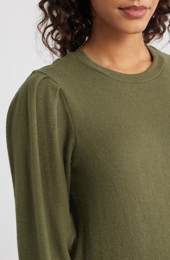 Pleated Long Sleeve Brushed Jersey Top