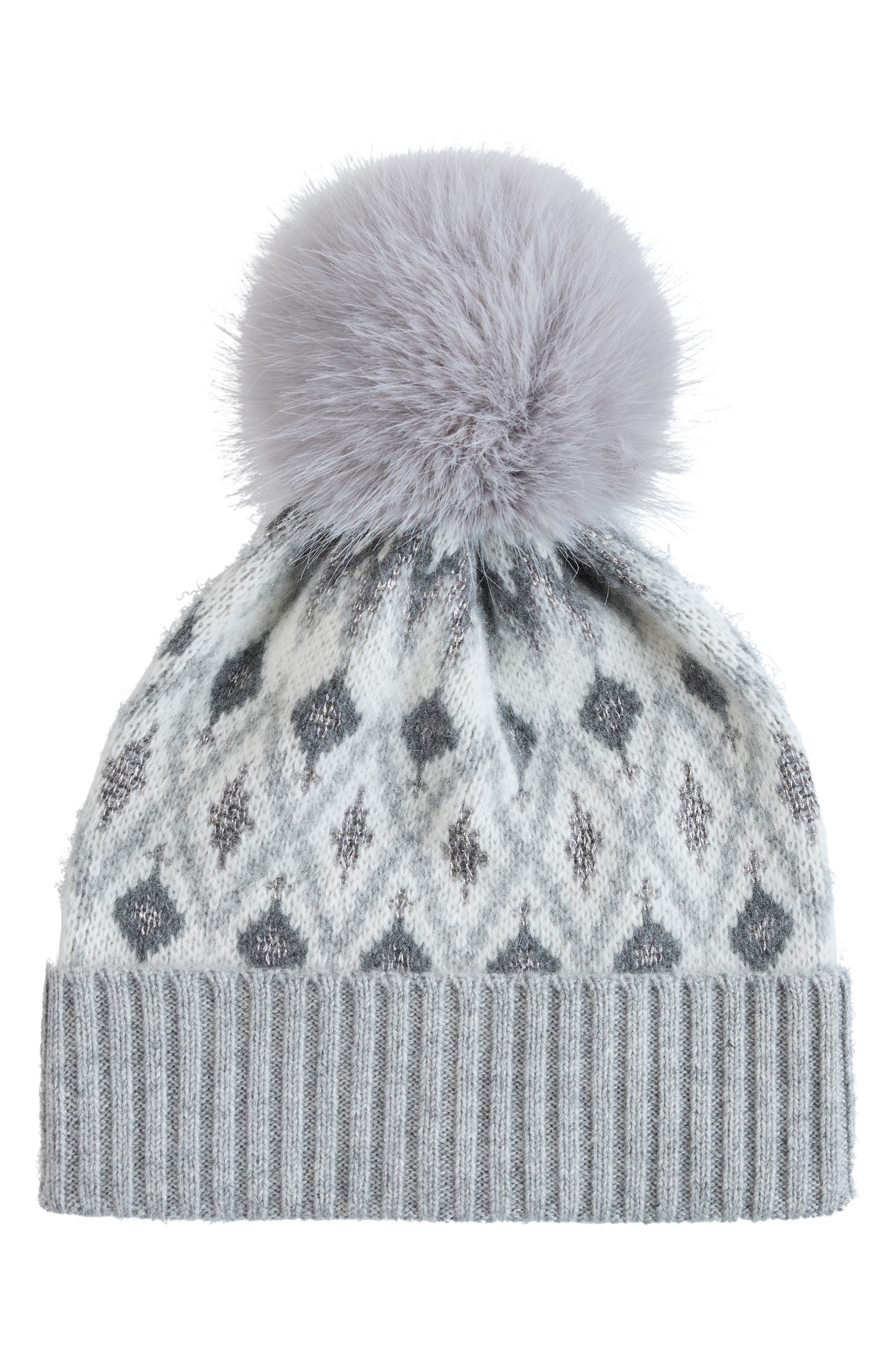 Fair Isle Faux Fur Pom Beanie