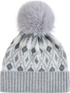 Sofia Cashmere Fair Isle Faux Fur Pom Beanie