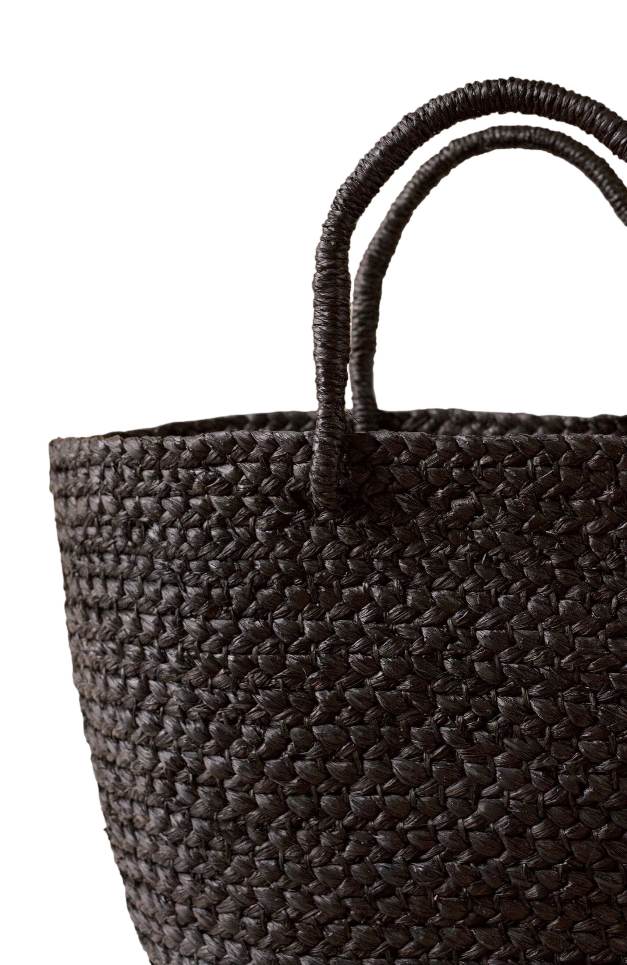 indego africa Braided Raffia Day Bag Black, Alternate, color, Black