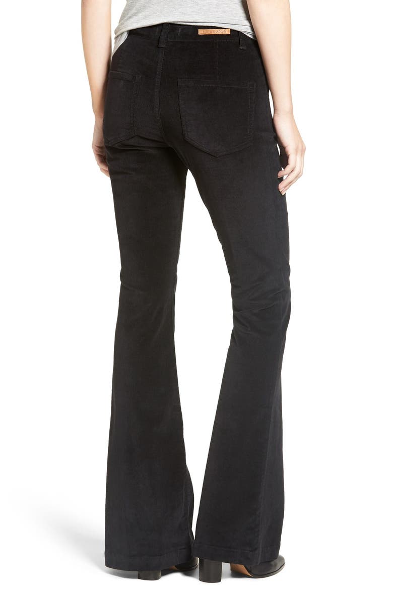 Lace-Up Flare Corduroy Pants, Alternate, color, BLACK