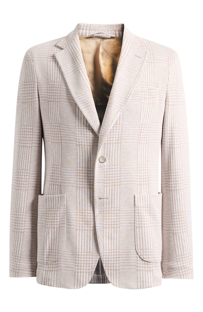 Emanuel Berg Prince of Wales Check Knit Cotton & Linen Sport Coat, Main, color, Light Beige