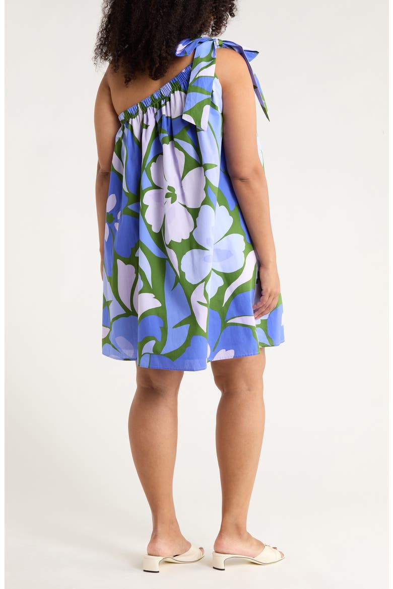 Dayana Floral Adley One-Shoulder Cotton Minidress, Alternate, color, GREEN-BLUE