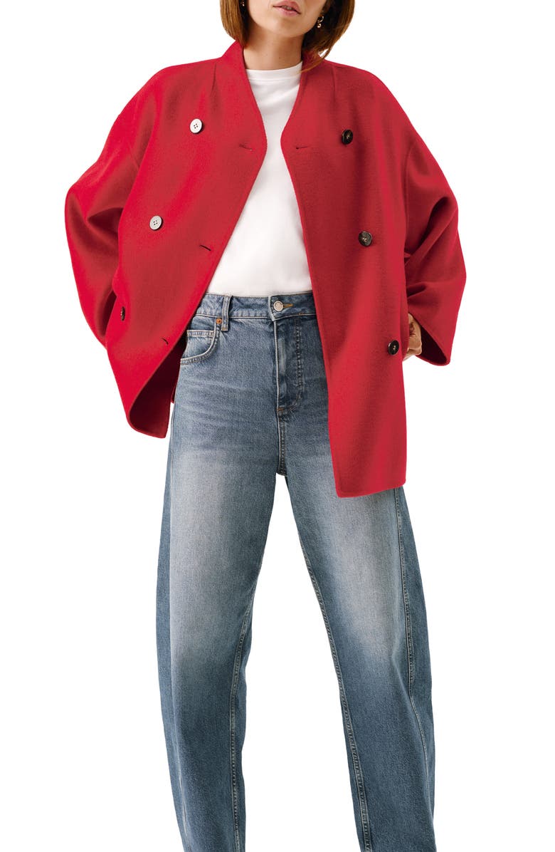 MINT VELVET Wool Blend Hand Finished Scarf Coat, Alternate, color, Red