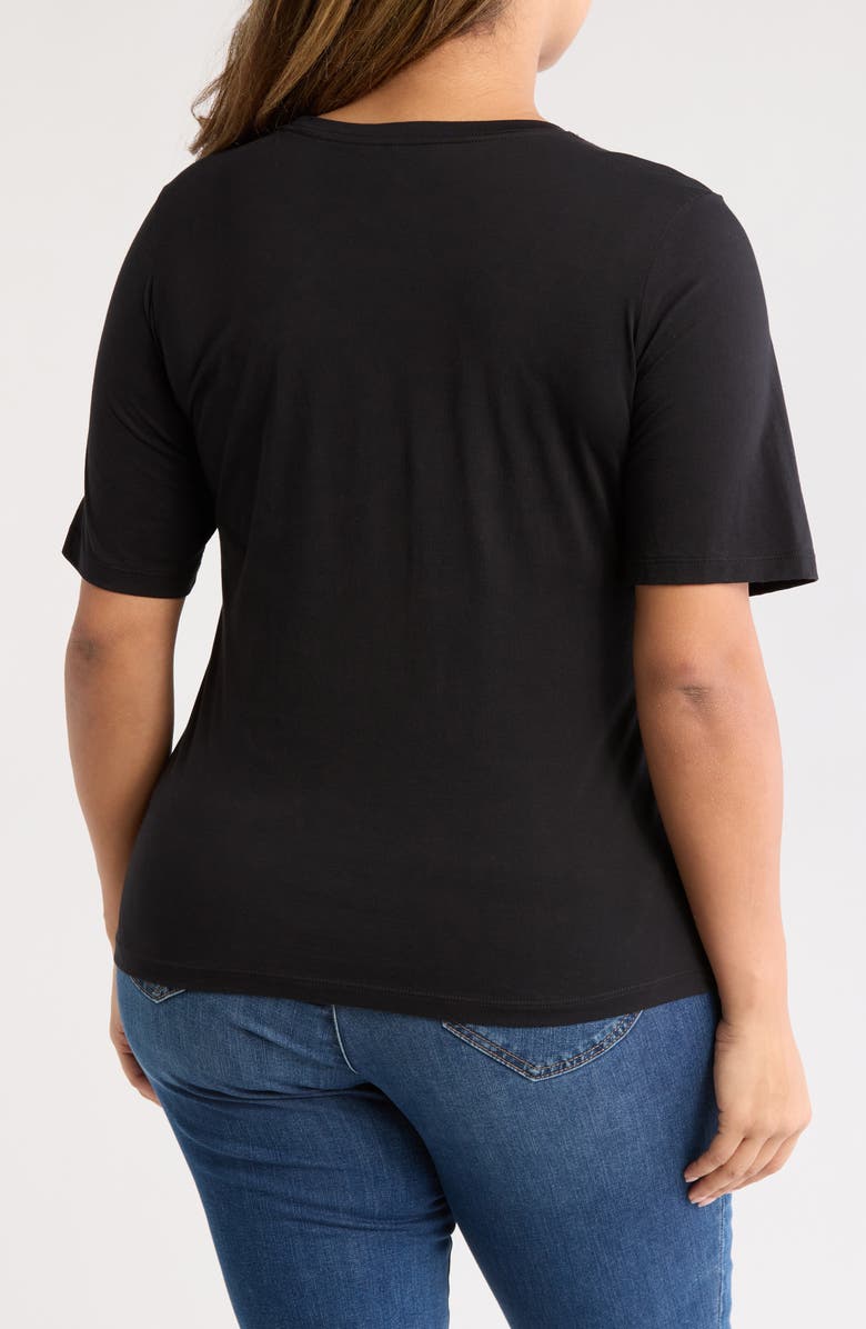 Nordstrom Elbow Sleeve Pima Cotton T-Shirt, Alternate, color, Black