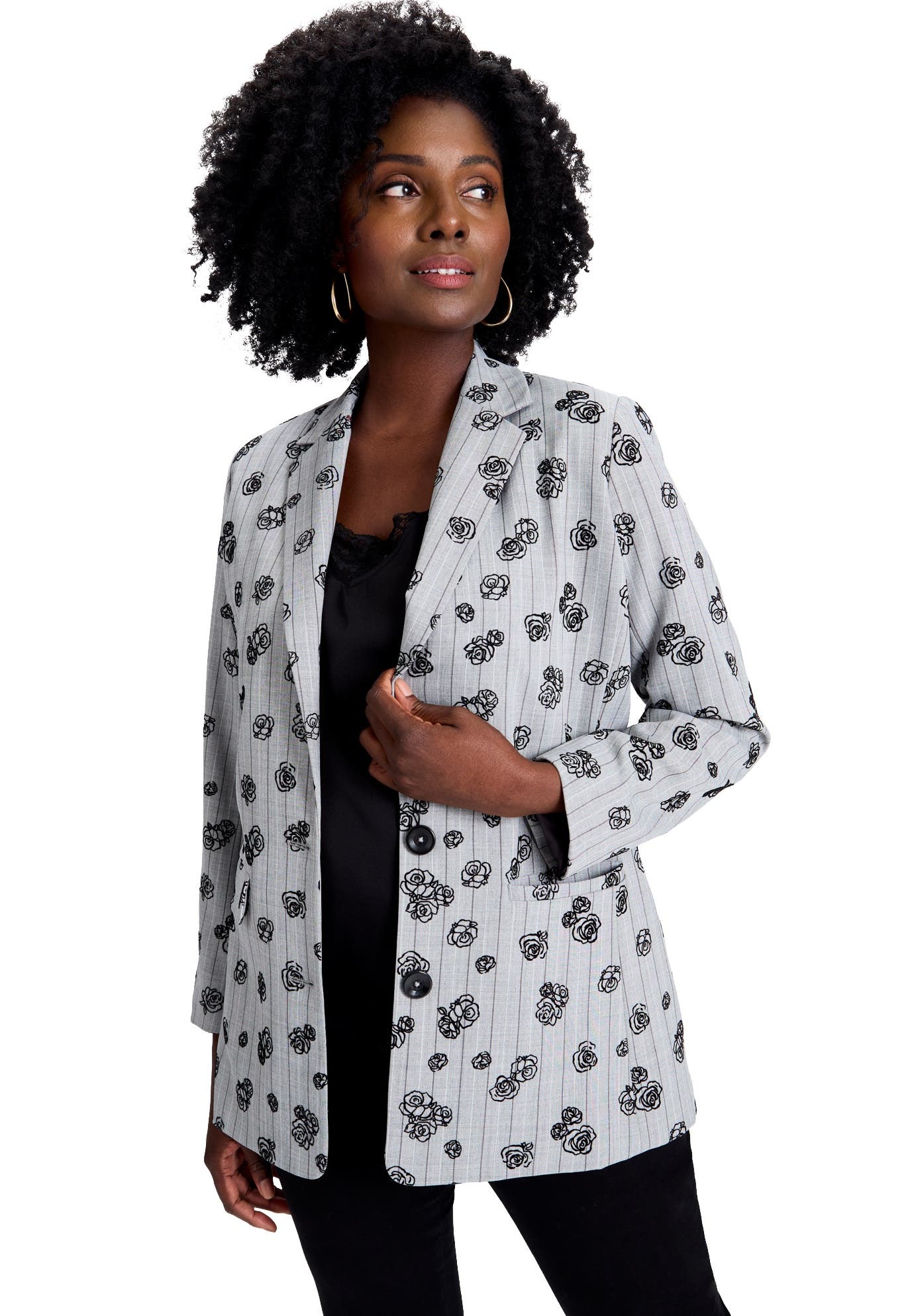 Flocked Floral Blazer