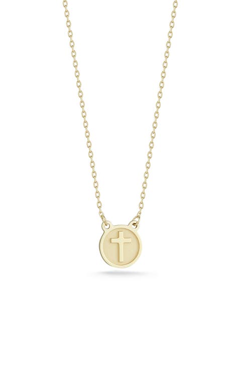 14K Gold Cross Pendant Necklace