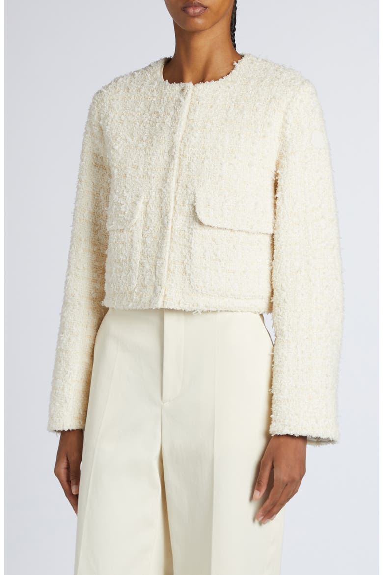 Dauphin Mixed Media Crop Jacket, Main, color, PANNA