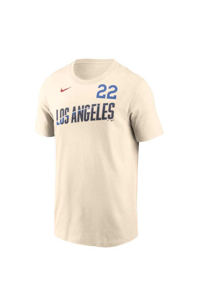 Nike Men's Nike Clayton Kershaw Cream Los Angeles Dodgers 2024 City Connect Fuse Name & Number T-Shirt, Alternate, color, Cream
