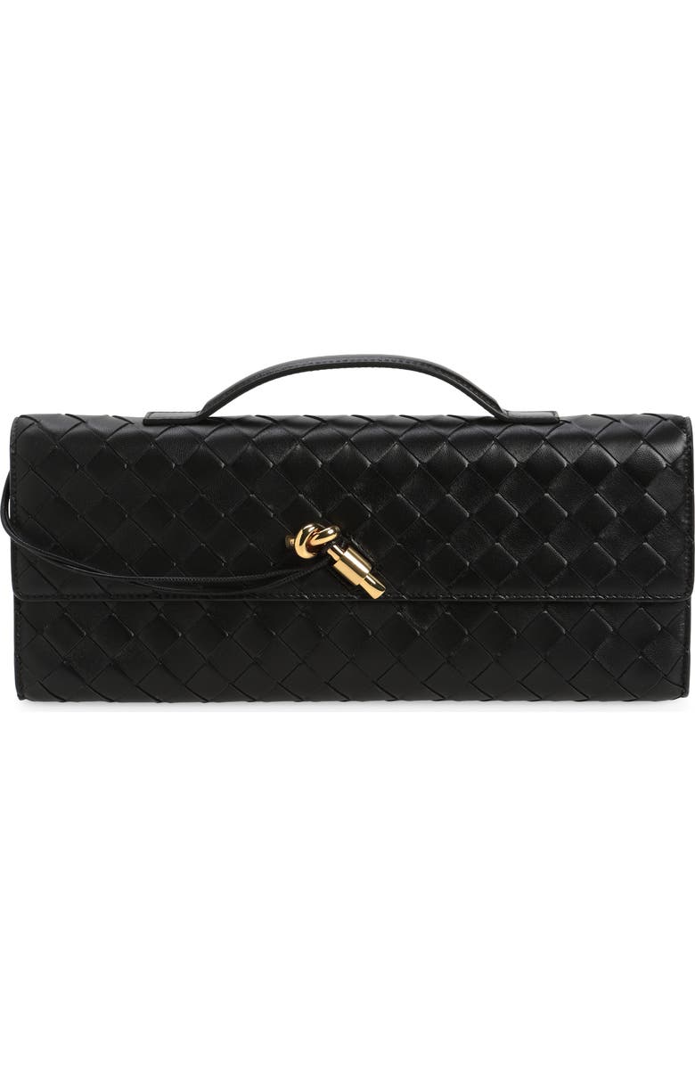 Bottega Veneta Long Andiamo Intrecciato Clutch Bag, Main, color, Black Brass