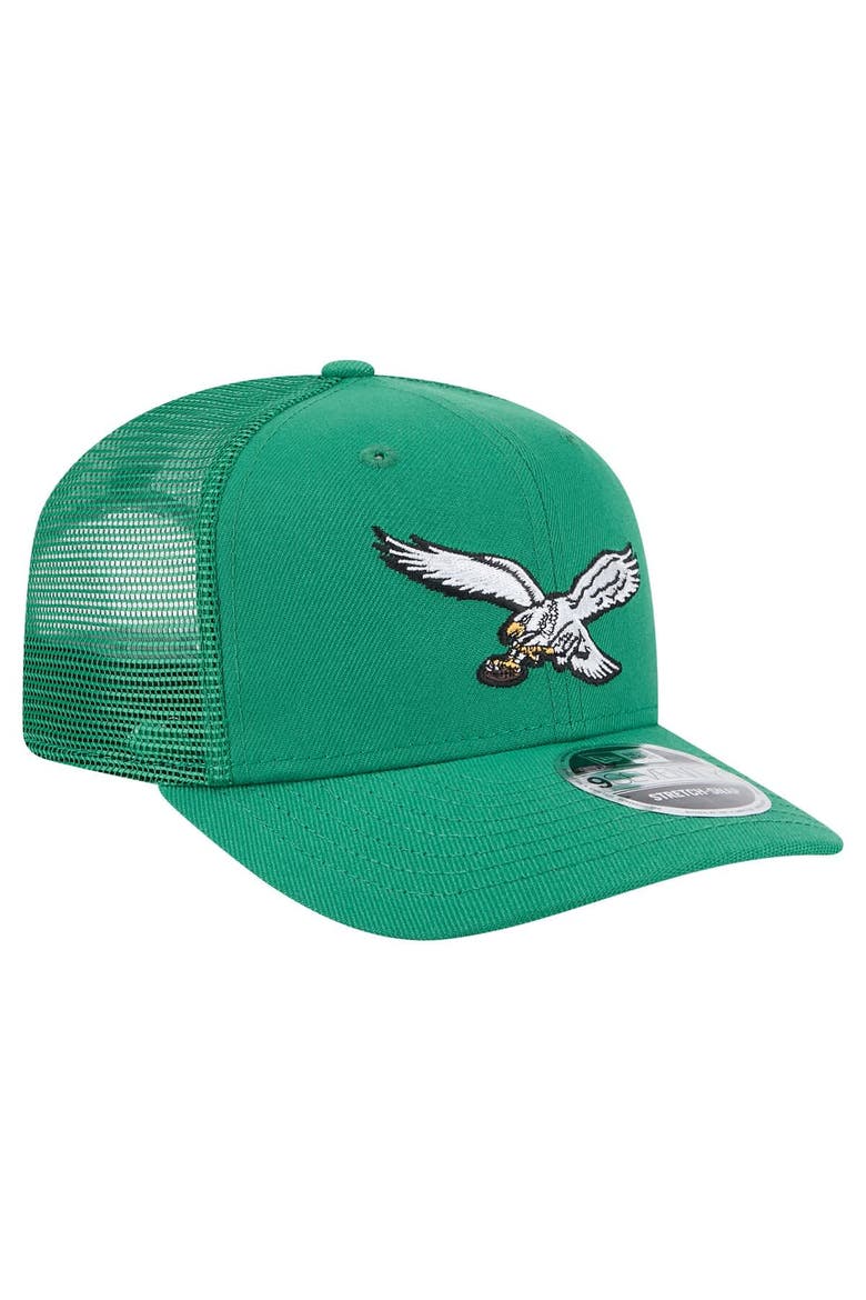 Men's New Era Kelly Green Philadelphia Eagles Main Trucker 9SEVENTY Stretch-Snap Hat, Alternate, color, Kelly Green