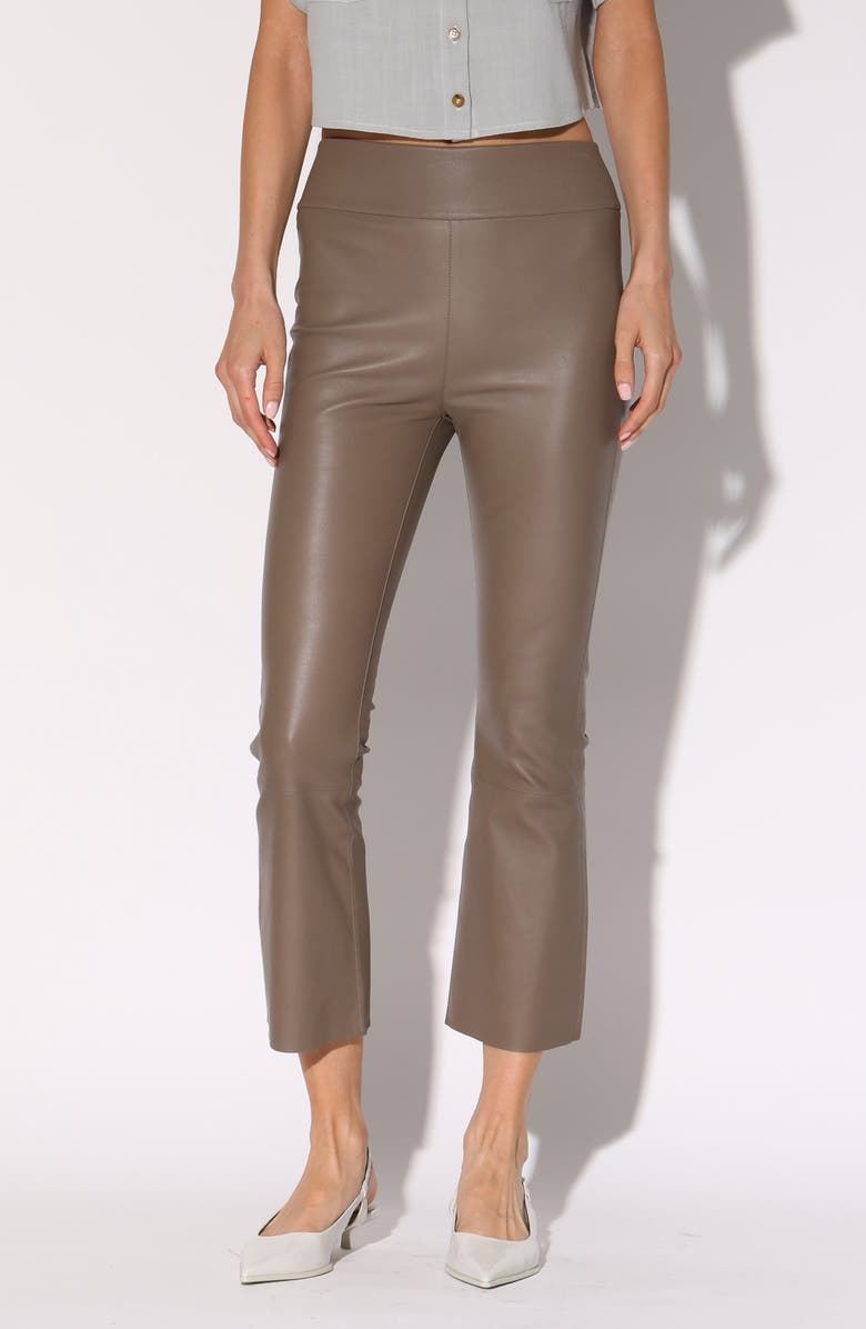 Walter Baker Luisa Leather Crop Flare Leg Pants, Main, color, Sand
