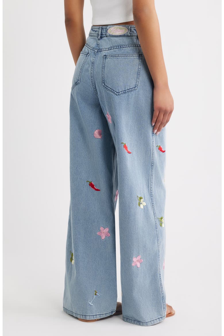 Sunshine Springs Embroidered Wide Leg Jeans, Alternate, color, SUNSHINE SPRINGS