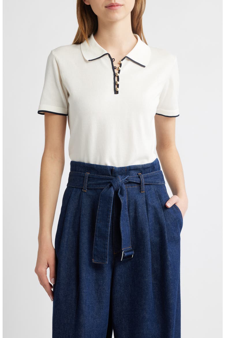 The Sport Tipped Cotton Polo, Main, color, CREAM MULTI