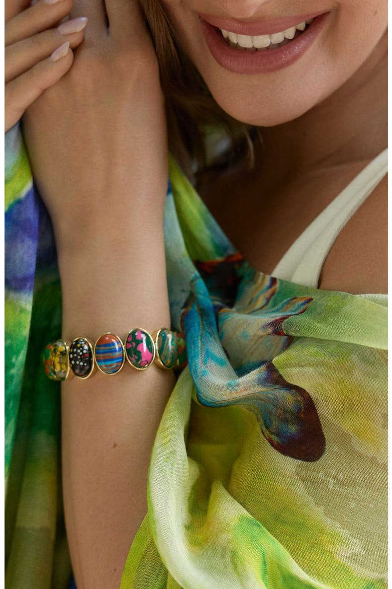 Mixed Faux Stone Stretch Bracelet, Alternate, color, GOLD MULTI