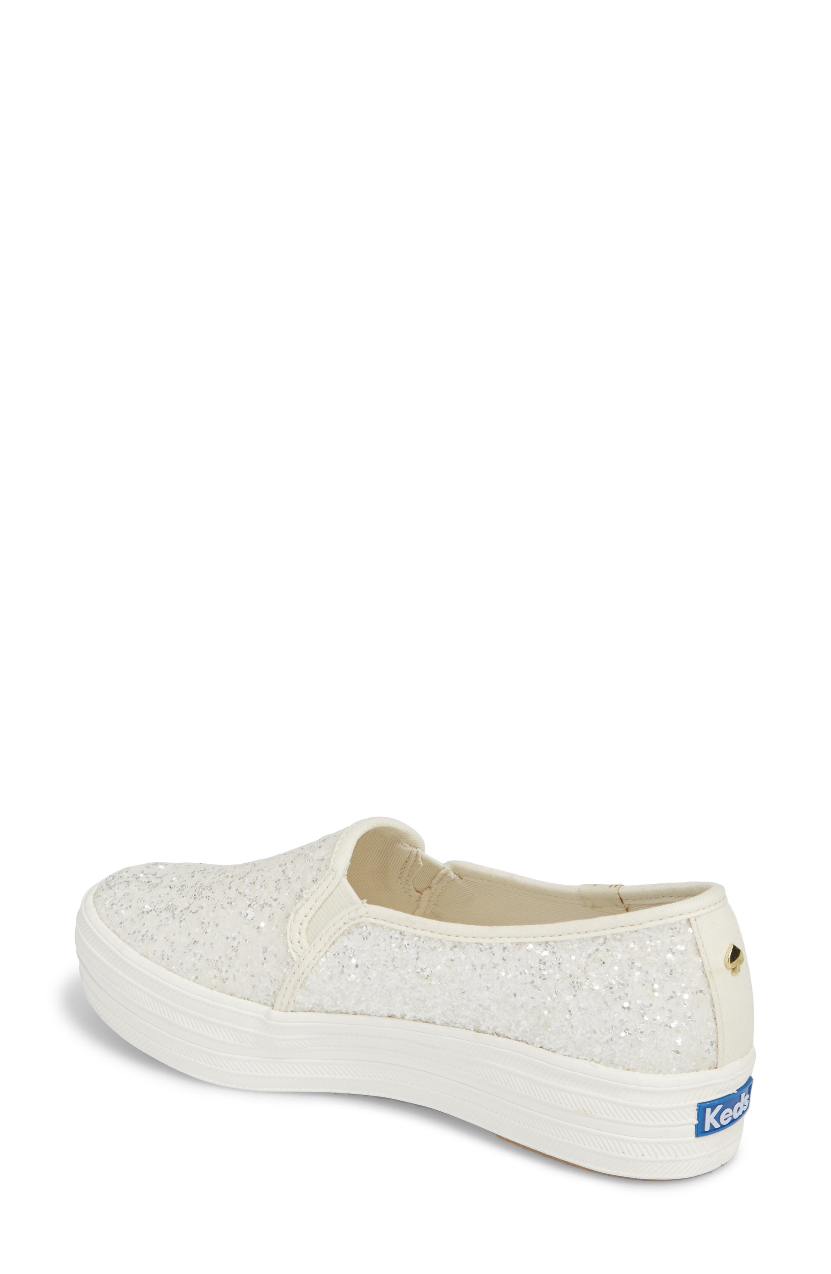 triple decker glitter slip-on sneaker, Alternate, color, CREAM
