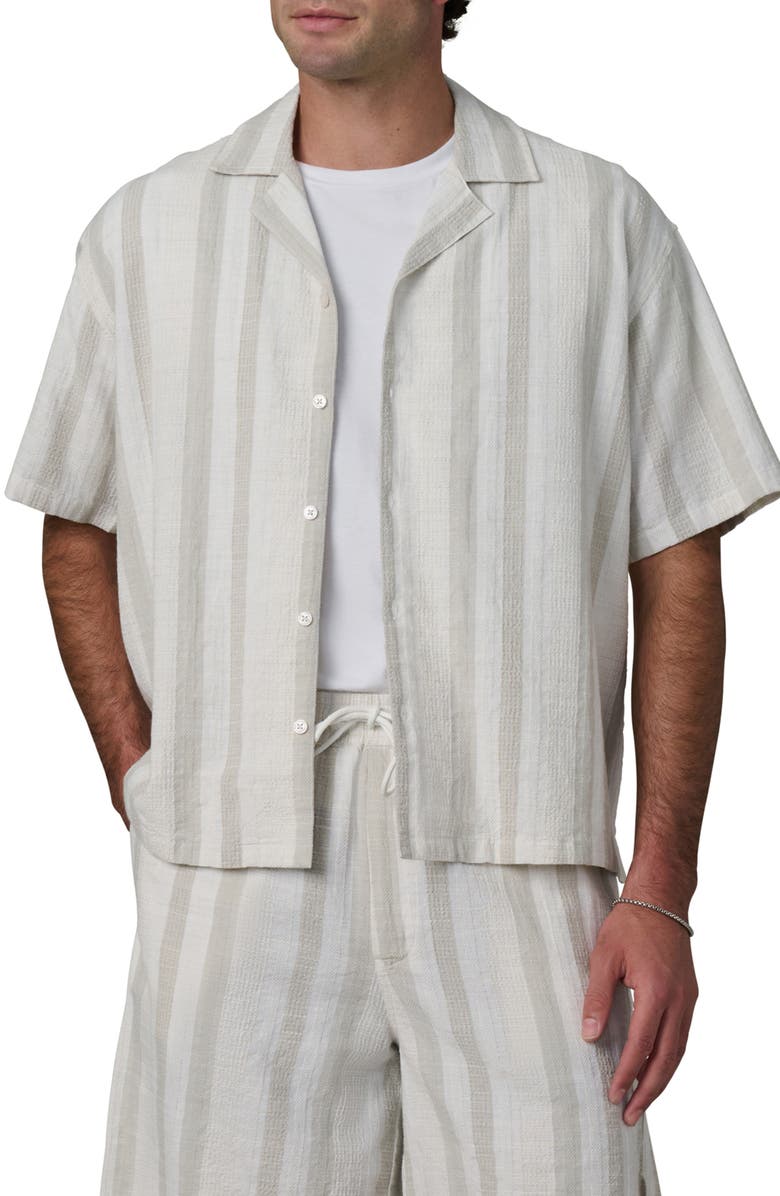Joe's Dobby Stripe Camp Shirt, Main, color, Grey Stripe