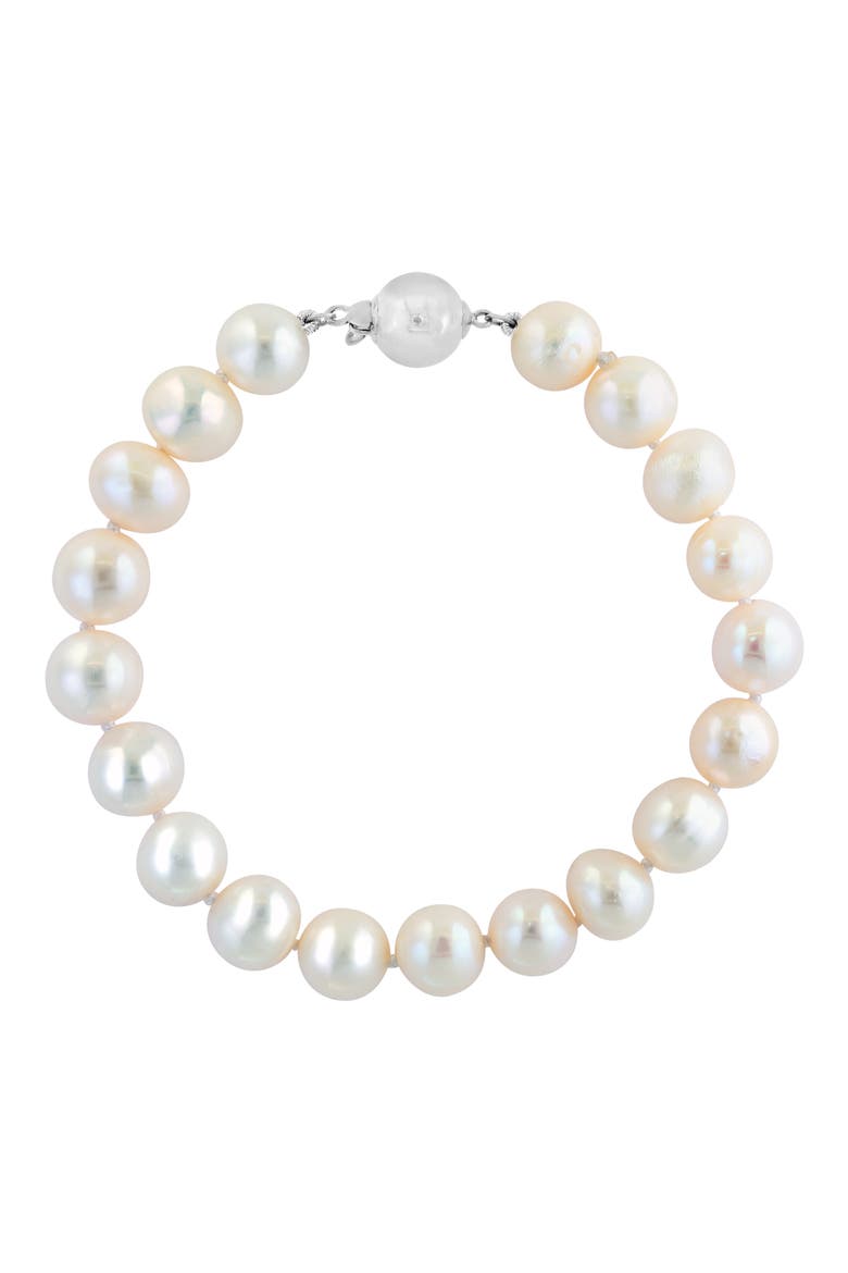 Sterling Silver Pearl Stud Earrings, Bracelet & Necklace Set, Alternate, color, WHITE