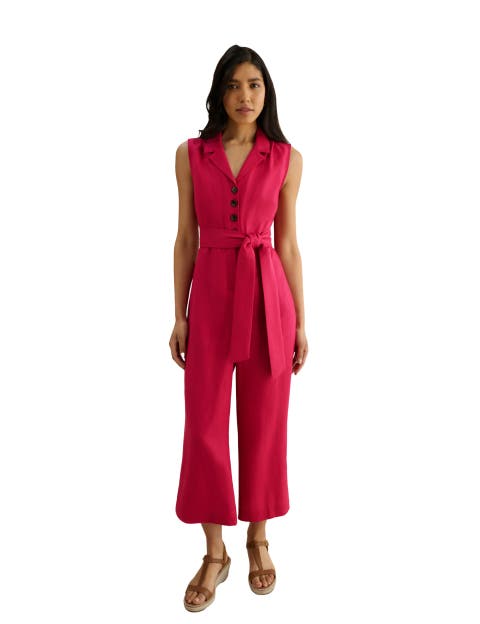 Destiny Collared Linen Jumpsuit