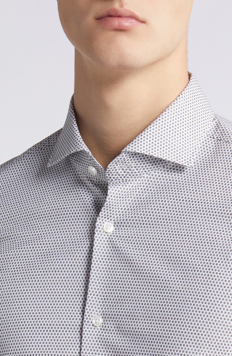 BOSS Hank Dot Print Stretch Cotton Dress Shirt, Alternate, color, 
