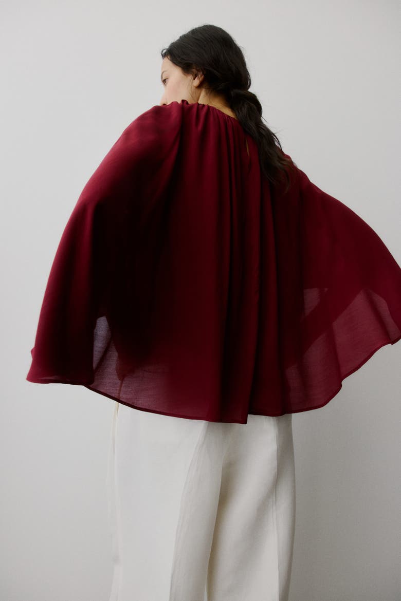 Cape Blouse, Alternate, color, Dark red
