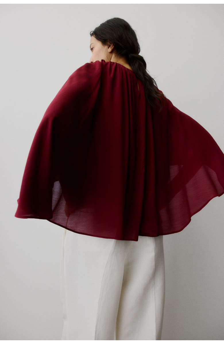 H&M Cape Blouse, Alternate, color, Dark Red