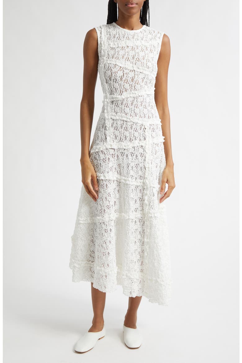 Lace Paneled Asymmetric Maxi Dress, Main, color, IVORY