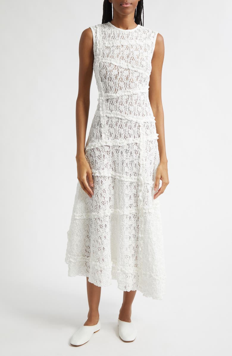 EENK Lace Paneled Asymmetric Maxi Dress, Main, color, Ivory
