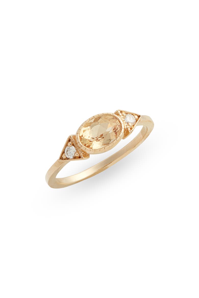 Topaz Long Spear Ring, Main, color, YELLOW GOLD/ TOPAZ