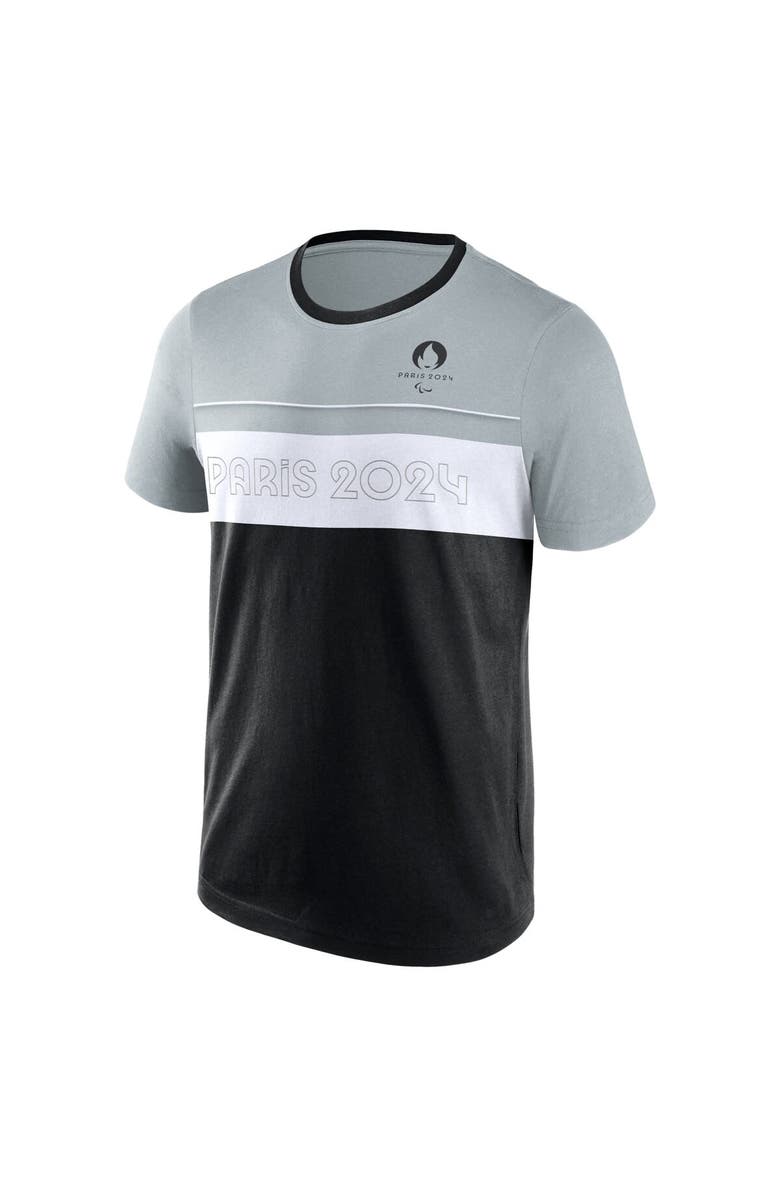 FANATICS Men's Fanatics Branded Black/Gray Paris 2024 Summer Paralympics Edge Depth Outline Panel T-Shirt, Alternate, color,