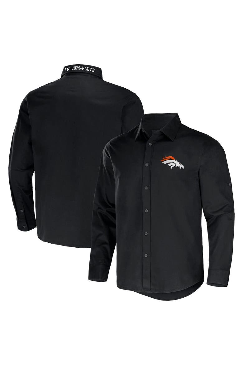 Men's NFL x Darius Rucker Collection by Fanatics Black Denver Broncos Convertible Twill Long Sleeve Button-Up Shirt, Main, color, Black