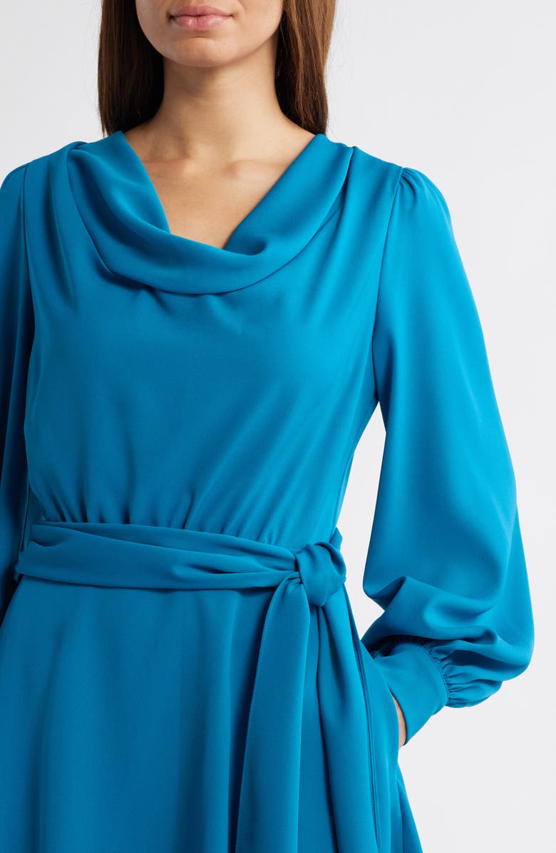 Black Halo Russel Tie Waist Long Sleeve Minidress, Alternate, color, Azure Blue