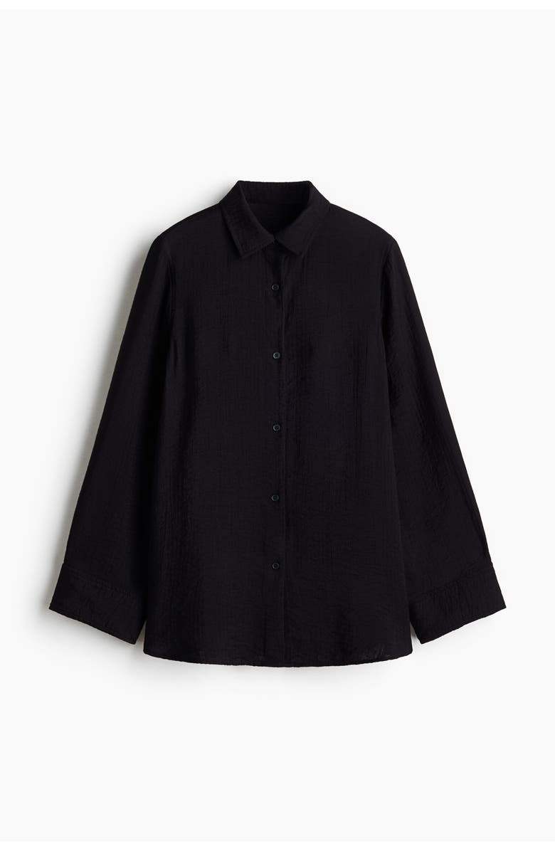 H&M Crinkled Viscose-blend Shirt, Alternate, color, Black