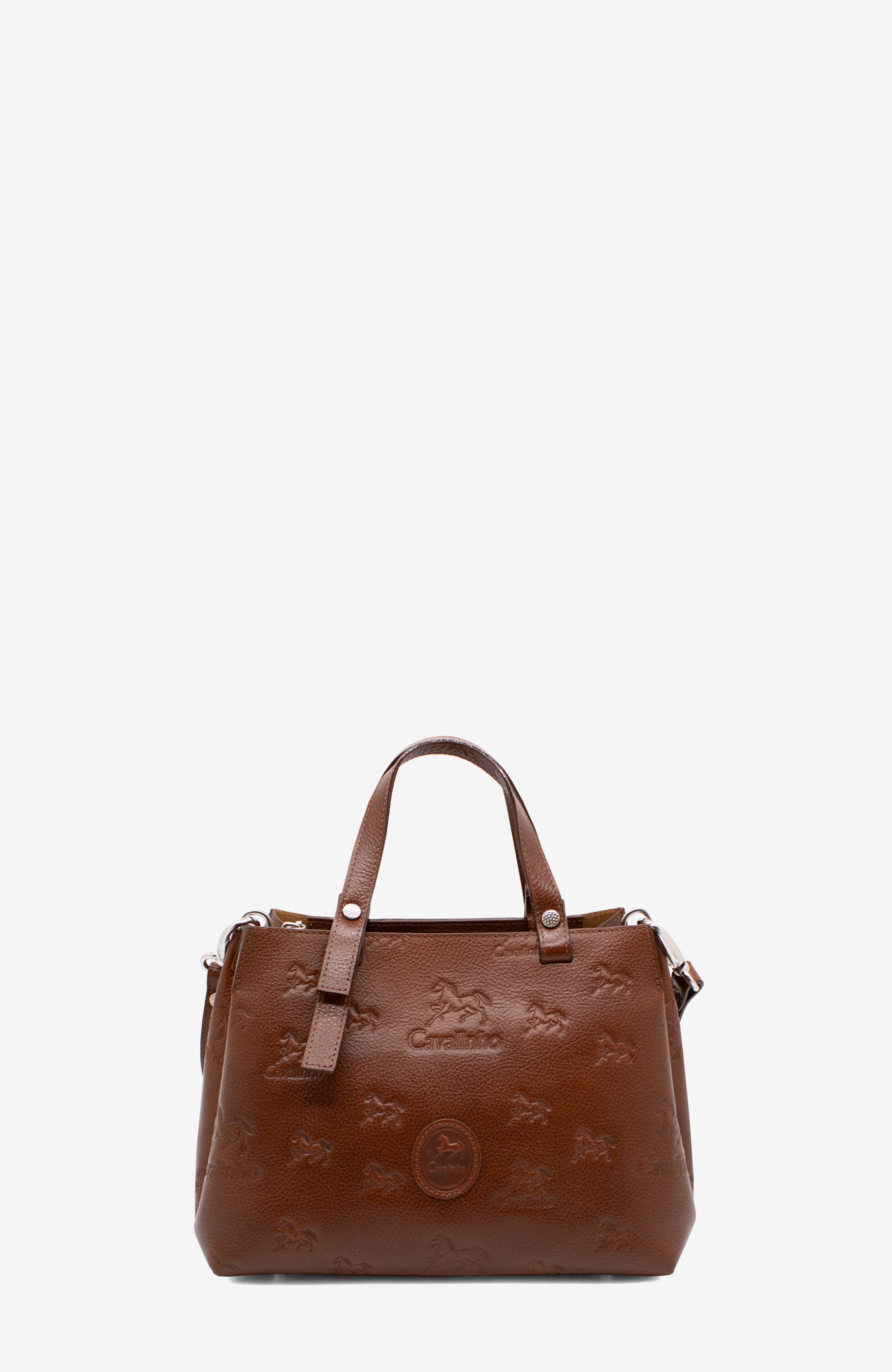 Cavalo Lusitano 490 Embossed Leather Handbag, Main, color, Camel Brown