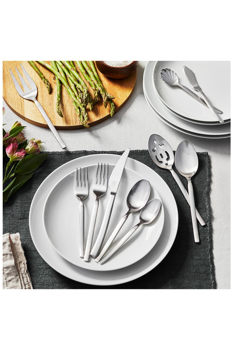 Opus Satin Finish 45-Piece Flatware Set, Alternate, color, STAINLESS STEEL