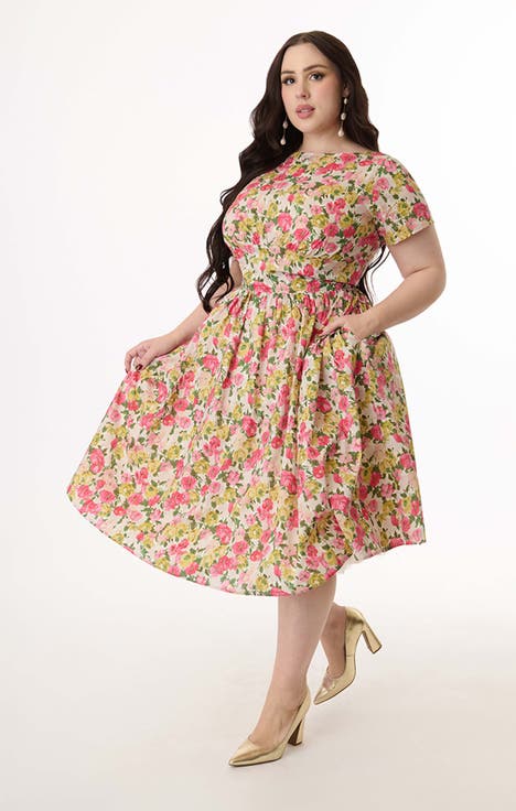 Plus Size Smocked Back Swing Dress