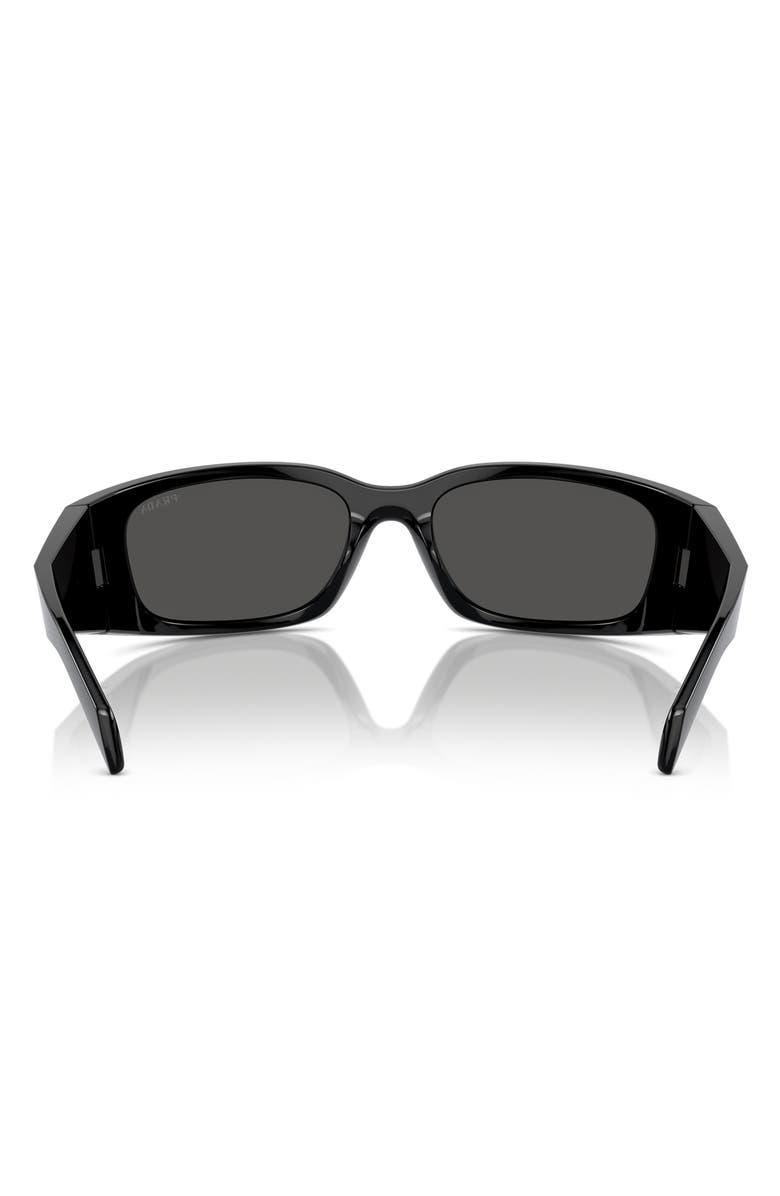 Prada 60mm Butterfly Polarized Sunglasses, Alternate, color, Black