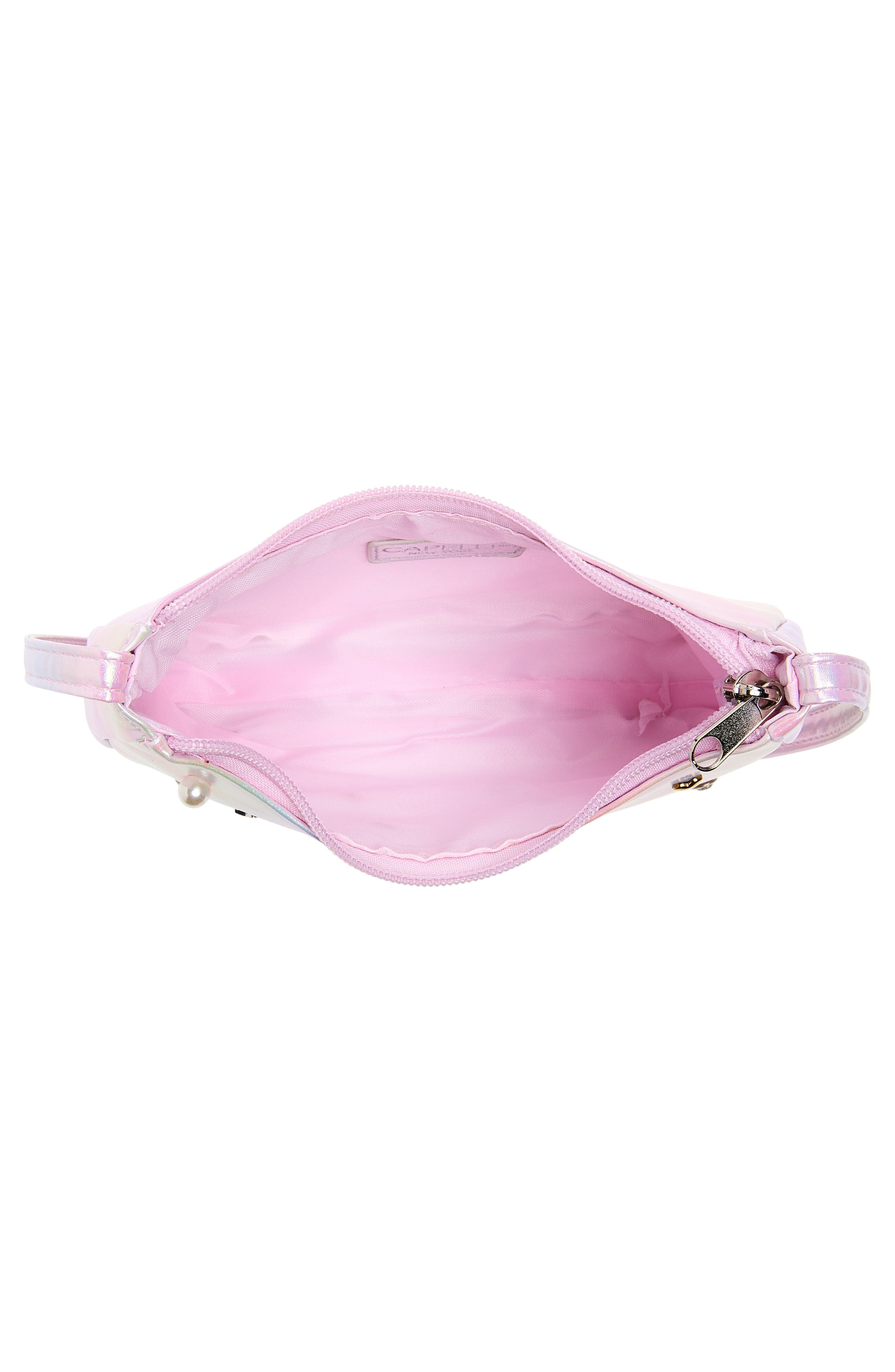 Kids' Embellished Iridescent Faux Leather Crossbody Bag, Alternate, color, PINK COMBO
