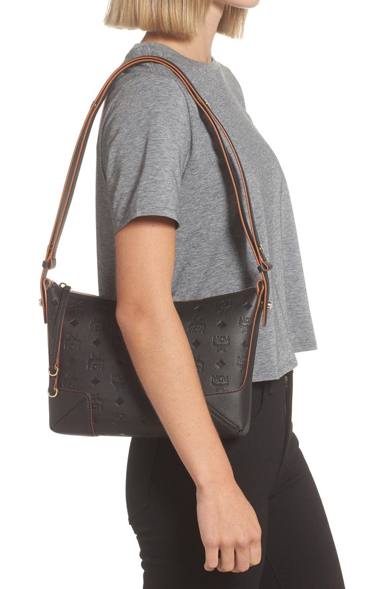 MCM Medium Klara Visetos Leather Shoulder Bag, Alternate, color,