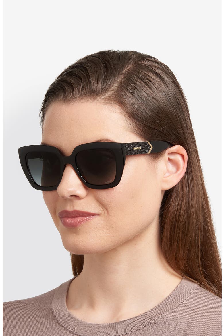 52mm Gradient Square Sunglasses, Alternate, color, BLACK/ DARK GREY SF