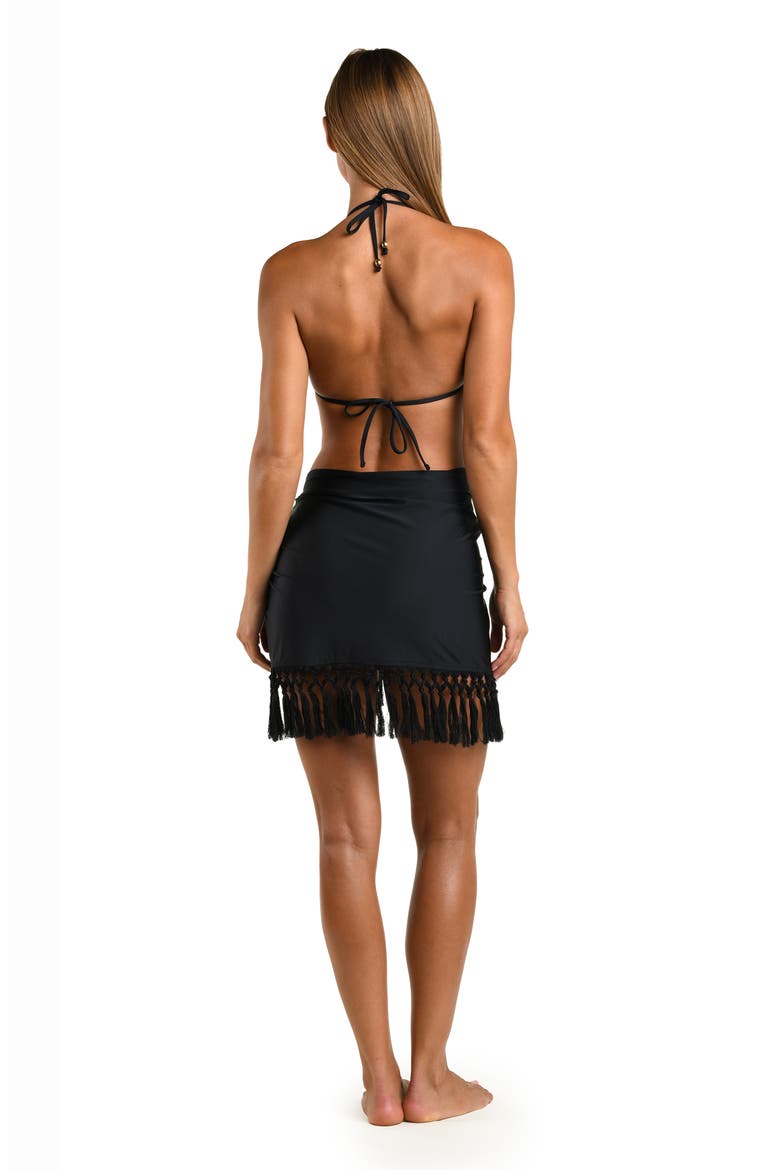 Short Tassel Sarong, Alternate, color, BLACK