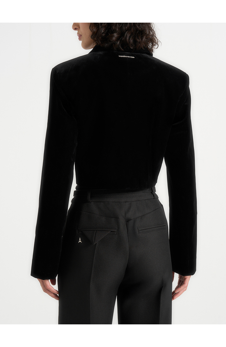 Manière De Voir Adina Velvet Cropped Jacket, Alternate, color, Black