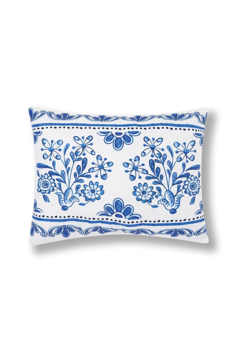 Colonial Williamsburg Blue & White Jacobean Indoor/Outdoor Accent Pillow 14" x 18", Main, color, Blue