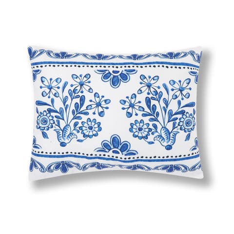 Colonial Williamsburg Blue & White Jacobean Indoor/Outdoor Accent Pillow 14" x 18"