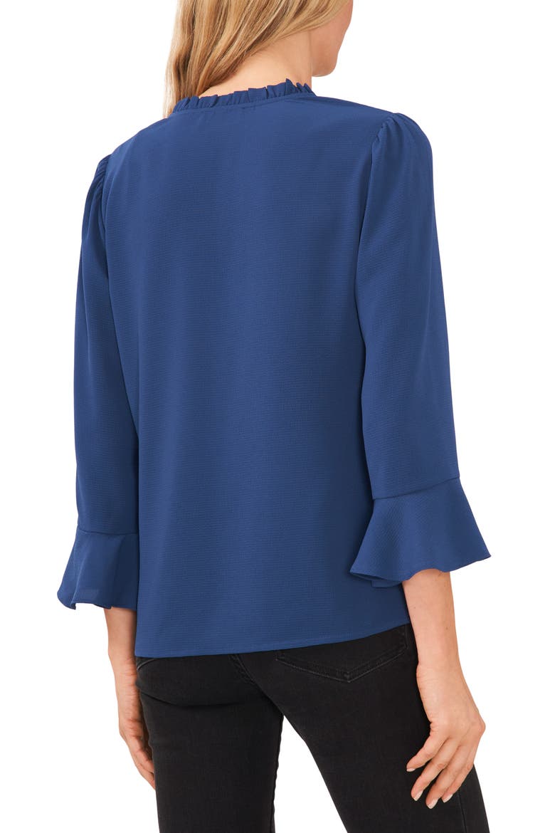 Ruffle Cuff Crepe Top, Alternate, color, NIGHT HORIZON