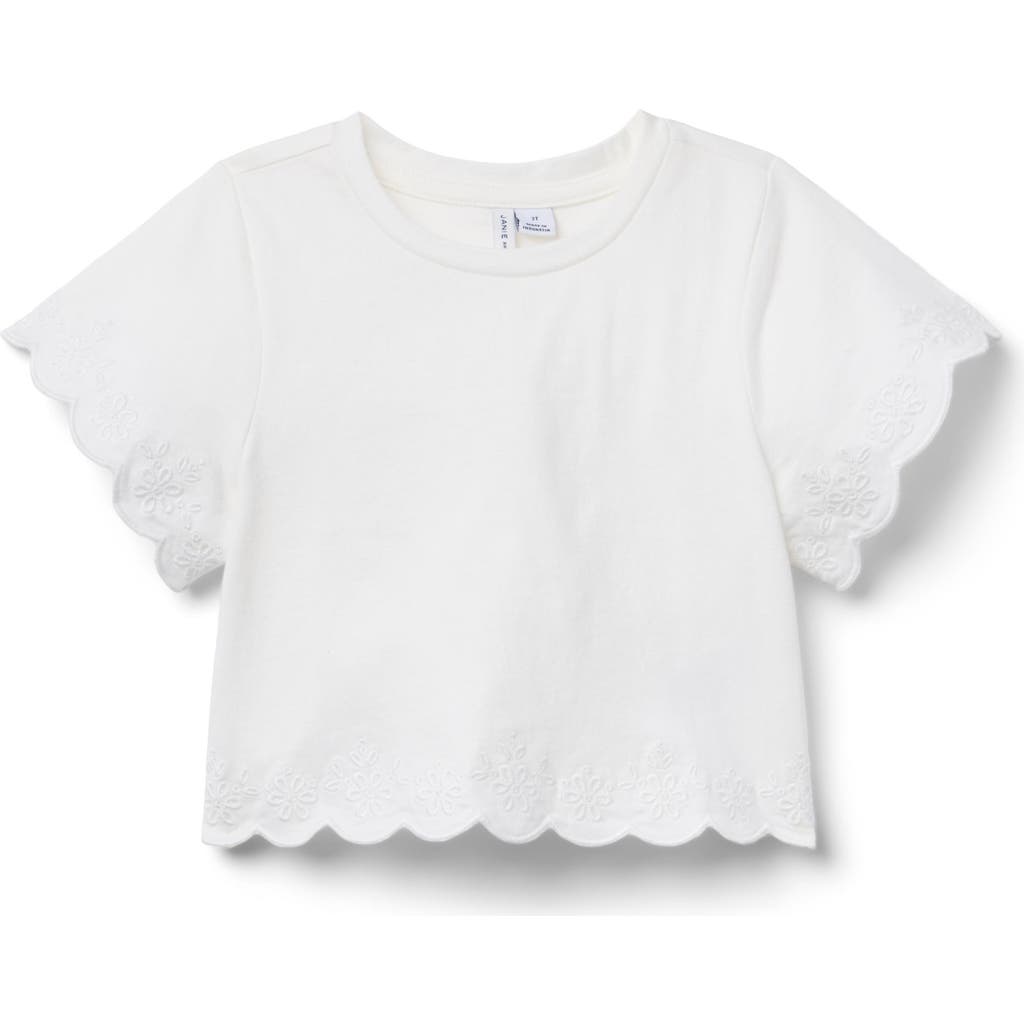 Janie And Jack Embroidered Eyelet Trim Top In White