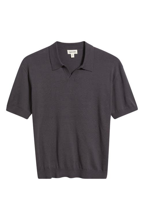 Open Edit Short Sleeve Johnny Collar Polo Sweater