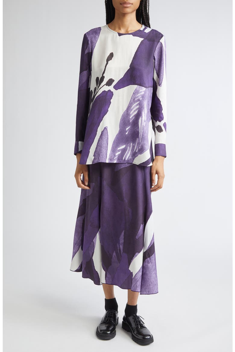 Kovertaa Kylm Nkukka Floral Top, Alternate, color, VIOLET, OFF WHITE
