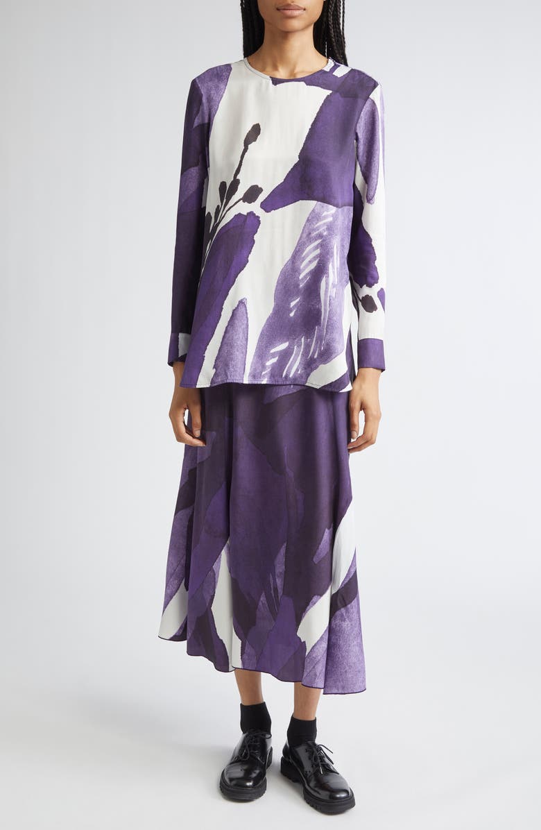 Marimekko Kovertaa Kylm Nkukka Floral Top, Alternate, color, Violet, Off White