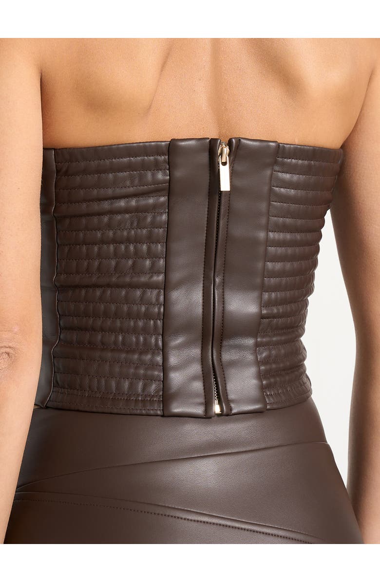 Manière De Voir Bandeau Leather Corset Top, Alternate, color, Brown